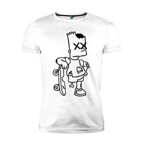Мужская футболка премиум с принтом Bart Simpsons zombie в Кировске, 92% хлопок, 8% лайкра | приталенный силуэт, круглый вырез ворота, длина до линии бедра, короткий рукав | bart | bart simpsons zombie | кино