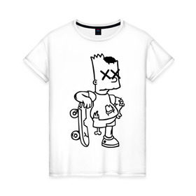 Женская футболка хлопок с принтом Bart Simpsons zombie в Кировске, 100% хлопок | прямой крой, круглый вырез горловины, длина до линии бедер, слегка спущенное плечо | bart | bart simpsons zombie | кино
