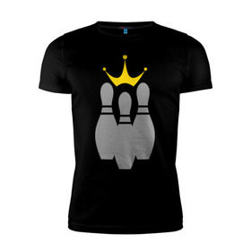 Мужская футболка премиум с принтом Король боулинга в Кировске, 92% хлопок, 8% лайкра | приталенный силуэт, круглый вырез ворота, длина до линии бедра, короткий рукав | боулинг | король боулинга | корона | спорт
