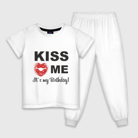 Детская пижама хлопок с принтом Kiss me в Кировске, 100% хлопок |  брюки и футболка прямого кроя, без карманов, на брюках мягкая резинка на поясе и по низу штанин
 | happy birthday | день рождения | подарки. торт | праздники | хэппи бездэй