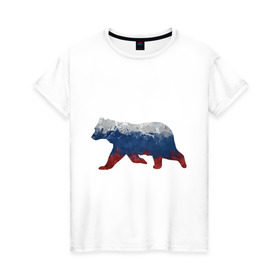 Женская футболка хлопок с принтом Русский медведь в Кировске, 100% хлопок | прямой крой, круглый вырез горловины, длина до линии бедер, слегка спущенное плечо | 