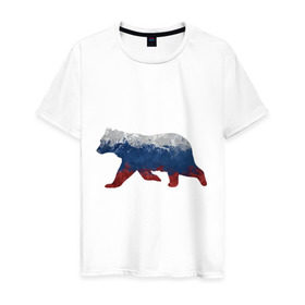 Мужская футболка хлопок с принтом Русский медведь в Кировске, 100% хлопок | прямой крой, круглый вырез горловины, длина до линии бедер, слегка спущенное плечо. | 