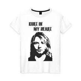 Женская футболка хлопок с принтом Nirvana в Кировске, 100% хлопок | прямой крой, круглый вырез горловины, длина до линии бедер, слегка спущенное плечо | cobain | kurt | кобейн | курт | нирвана