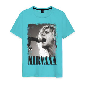 Мужская футболка хлопок с принтом Nirvana в Кировске, 100% хлопок | прямой крой, круглый вырез горловины, длина до линии бедер, слегка спущенное плечо. | cobain | kurt | кобейн | курт | нирвана