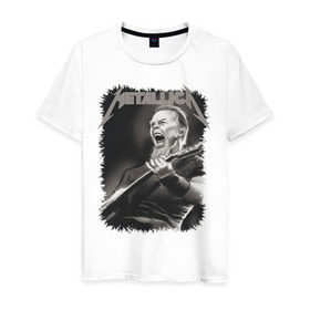 Мужская футболка хлопок с принтом Metallica в Кировске, 100% хлопок | прямой крой, круглый вырез горловины, длина до линии бедер, слегка спущенное плечо. | Тематика изображения на принте: металлика