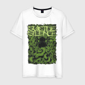 Мужская футболка хлопок с принтом Suicide Silence в Кировске, 100% хлопок | прямой крой, круглый вырез горловины, длина до линии бедер, слегка спущенное плечо. | silence | suicide