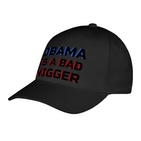 Бейсболка с принтом Obama is a bad nigger в Кировске, 100% хлопок | классический козырек, металлическая застежка-регулятор размера | Тематика изображения на принте: обама