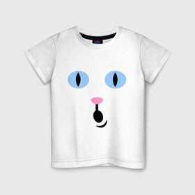 Детская футболка хлопок с принтом Кошечка (удивление) в Кировске, 100% хлопок | круглый вырез горловины, полуприлегающий силуэт, длина до линии бедер | глаза | киса | кот | кошечка | кошка | удивление