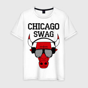Мужская футболка хлопок с принтом Chicago swag в Кировске, 100% хлопок | прямой крой, круглый вырез горловины, длина до линии бедер, слегка спущенное плечо. | Тематика изображения на принте: 