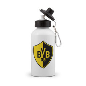 Бутылка спортивная с принтом FC Borussia Dortmund Shield в Кировске, металл | емкость — 500 мл, в комплекте две пластиковые крышки и карабин для крепления | borussia | dortmund | fc | football | shield | клуб | фк | футбол