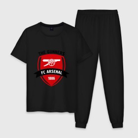 Мужская пижама хлопок с принтом FC Arsenal - The Gunners в Кировске, 100% хлопок | брюки и футболка прямого кроя, без карманов, на брюках мягкая резинка на поясе и по низу штанин
 | arsenal | fc | football | gunners | клуб | фк | футбол