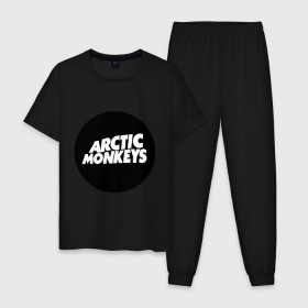 Мужская пижама хлопок с принтом Arctic Monkeys Round в Кировске, 100% хлопок | брюки и футболка прямого кроя, без карманов, на брюках мягкая резинка на поясе и по низу штанин
 | arctic | monkeys | round | круг