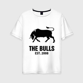 Женская футболка хлопок Oversize с принтом Krasnodar (Краснодар) в Кировске, 100% хлопок | свободный крой, круглый ворот, спущенный рукав, длина до линии бедер
 | 2008 | bulls | бык | краснодар