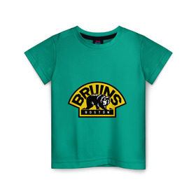 Детская футболка хлопок с принтом HC Boston Bruins Label в Кировске, 100% хлопок | круглый вырез горловины, полуприлегающий силуэт, длина до линии бедер | boston | bruins | club | hockey | клуб | хоккей
