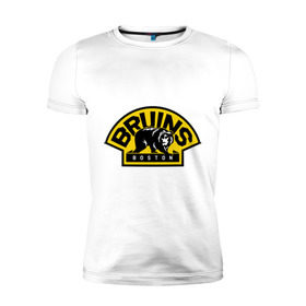 Мужская футболка премиум с принтом HC Boston Bruins Label в Кировске, 92% хлопок, 8% лайкра | приталенный силуэт, круглый вырез ворота, длина до линии бедра, короткий рукав | Тематика изображения на принте: boston | bruins | club | hockey | клуб | хоккей