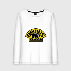 Женский лонгслив хлопок с принтом HC Boston Bruins Label в Кировске, 100% хлопок |  | boston | bruins | club | hockey | клуб | хоккей
