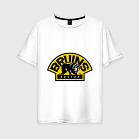 Женская футболка хлопок Oversize с принтом HC Boston Bruins Label в Кировске, 100% хлопок | свободный крой, круглый ворот, спущенный рукав, длина до линии бедер
 | boston | bruins | club | hockey | клуб | хоккей