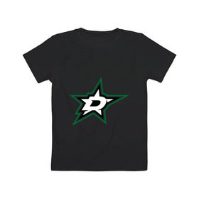 Детская футболка хлопок с принтом HC Dallas Stars в Кировске, 100% хлопок | круглый вырез горловины, полуприлегающий силуэт, длина до линии бедер | Тематика изображения на принте: club | dallas | hockey | stars | клуб | хоккей