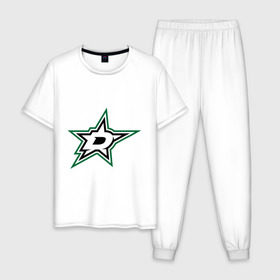 Мужская пижама хлопок с принтом HC Dallas Stars в Кировске, 100% хлопок | брюки и футболка прямого кроя, без карманов, на брюках мягкая резинка на поясе и по низу штанин
 | club | dallas | hockey | stars | клуб | хоккей