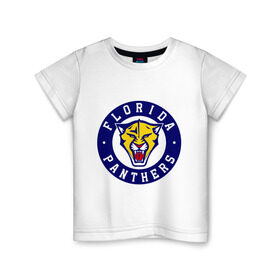 Детская футболка хлопок с принтом HC Florida Panthers в Кировске, 100% хлопок | круглый вырез горловины, полуприлегающий силуэт, длина до линии бедер | club | florida | hockey | panthers | клуб | хоккей