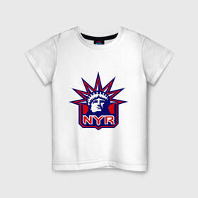 Детская футболка хлопок с принтом HC New York Rangers Emblem в Кировске, 100% хлопок | круглый вырез горловины, полуприлегающий силуэт, длина до линии бедер | club | hockey | new | nyr | rangers | york | клуб | хоккей