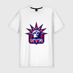 Мужская футболка премиум с принтом HC New York Rangers Emblem в Кировске, 92% хлопок, 8% лайкра | приталенный силуэт, круглый вырез ворота, длина до линии бедра, короткий рукав | Тематика изображения на принте: club | hockey | new | nyr | rangers | york | клуб | хоккей