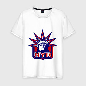 Мужская футболка хлопок с принтом HC New York Rangers Emblem в Кировске, 100% хлопок | прямой крой, круглый вырез горловины, длина до линии бедер, слегка спущенное плечо. | club | hockey | new | nyr | rangers | york | клуб | хоккей