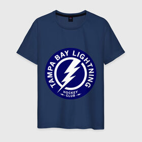 Мужская футболка хлопок с принтом HC Tampa Bay Lightning в Кировске, 100% хлопок | прямой крой, круглый вырез горловины, длина до линии бедер, слегка спущенное плечо. | bay | club | hockey | lightning | tampa | клуб | хоккей