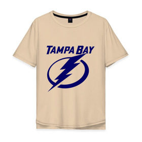 Мужская футболка хлопок Oversize с принтом HC Tampa Bay в Кировске, 100% хлопок | свободный крой, круглый ворот, “спинка” длиннее передней части | Тематика изображения на принте: bay | club | hockey | tampa | клуб | хоккей