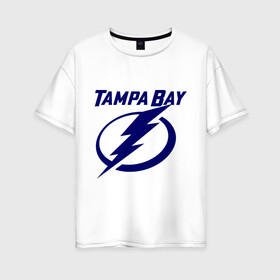 Женская футболка хлопок Oversize с принтом HC Tampa Bay в Кировске, 100% хлопок | свободный крой, круглый ворот, спущенный рукав, длина до линии бедер
 | bay | club | hockey | tampa | клуб | хоккей