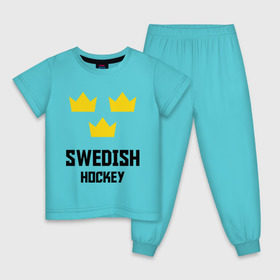 Детская пижама хлопок с принтом Swedish Hockey в Кировске, 100% хлопок |  брюки и футболка прямого кроя, без карманов, на брюках мягкая резинка на поясе и по низу штанин
 | club | hockey | sweden | swedish | клуб | хоккей | шведский | швеция