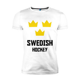 Мужская футболка премиум с принтом Swedish Hockey в Кировске, 92% хлопок, 8% лайкра | приталенный силуэт, круглый вырез ворота, длина до линии бедра, короткий рукав | club | hockey | sweden | swedish | клуб | хоккей | шведский | швеция