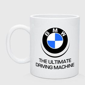 Кружка с принтом BMW Driving Machine в Кировске, керамика | объем — 330 мл, диаметр — 80 мм. Принт наносится на бока кружки, можно сделать два разных изображения | bmw | driving | machine | ultimate