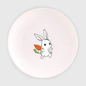 Тарелка с принтом Зайка с морковкой в Кировске, фарфор | диаметр - 210 мм
диаметр для нанесения принта - 120 мм | белый | зайка | заяц | кролик | милый | морковь