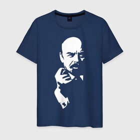 Мужская футболка хлопок с принтом Ленин в Кировске, 100% хлопок | прямой крой, круглый вырез горловины, длина до линии бедер, слегка спущенное плечо. | большевик | дуля | ильич | коммунизм | ленин | ретро | ссср | фига | шиш