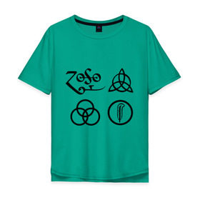 Мужская футболка хлопок Oversize с принтом Led Zeppelin simbols в Кировске, 100% хлопок | свободный крой, круглый ворот, “спинка” длиннее передней части | Тематика изображения на принте: led zeppelin