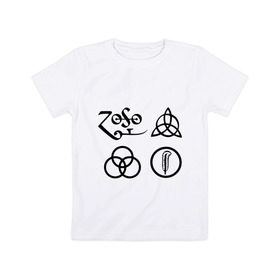 Детская футболка хлопок с принтом Led Zeppelin simbols в Кировске, 100% хлопок | круглый вырез горловины, полуприлегающий силуэт, длина до линии бедер | led zeppelin