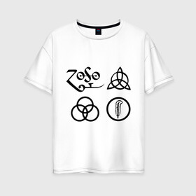 Женская футболка хлопок Oversize с принтом Led Zeppelin simbols в Кировске, 100% хлопок | свободный крой, круглый ворот, спущенный рукав, длина до линии бедер
 | led zeppelin
