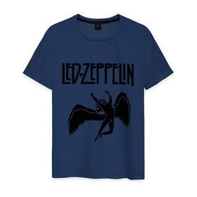 Мужская футболка хлопок с принтом Led Zeppelin в Кировске, 100% хлопок | прямой крой, круглый вырез горловины, длина до линии бедер, слегка спущенное плечо. | Тематика изображения на принте: led zeppelin