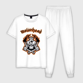 Мужская пижама хлопок с принтом Motorhead в Кировске, 100% хлопок | брюки и футболка прямого кроя, без карманов, на брюках мягкая резинка на поясе и по низу штанин
 | Тематика изображения на принте: motorhead