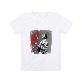 Детская футболка хлопок с принтом Фредди в Кировске, 100% хлопок | круглый вырез горловины, полуприлегающий силуэт, длина до линии бедер | Тематика изображения на принте: queen | меломанам | музыка | рок | фрэдди меркьюри