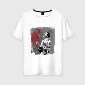 Женская футболка хлопок Oversize с принтом Фредди в Кировске, 100% хлопок | свободный крой, круглый ворот, спущенный рукав, длина до линии бедер
 | queen | меломанам | музыка | рок | фрэдди меркьюри