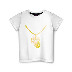 Детская футболка хлопок с принтом Aries овен в Кировске, 100% хлопок | круглый вырез горловины, полуприлегающий силуэт, длина до линии бедер | 
