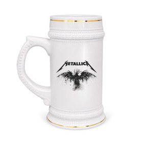 Кружка пивная с принтом Metallica в Кировске,  керамика (Материал выдерживает высокую температуру, стоит избегать резкого перепада температур) |  объем 630 мл | metallica | музыка | рок