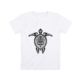 Детская футболка хлопок с принтом Морская черепаха узор в Кировске, 100% хлопок | круглый вырез горловины, полуприлегающий силуэт, длина до линии бедер | морская | панцирь | узор | черепаха