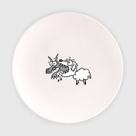 Тарелка 3D с принтом Волк и овечка в Кировске, фарфор | диаметр - 210 мм
диаметр для нанесения принта - 120 мм | баран | внезапно | волк | ловушка | овечка | овца