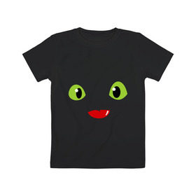 Детская футболка хлопок с принтом Toothless Dragon в Кировске, 100% хлопок | круглый вырез горловины, полуприлегающий силуэт, длина до линии бедер | dragon | toothless | train | беззубик | дракон | как приручить дракона