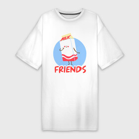 Платье-футболка хлопок с принтом Молоко в Кировске,  |  | best friends forever | друзья | лучшие | молоко | печенье | подарки | подруге. друг