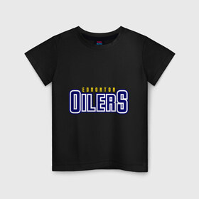 Детская футболка хлопок с принтом HC Edmonton Oilers Sign в Кировске, 100% хлопок | круглый вырез горловины, полуприлегающий силуэт, длина до линии бедер | Тематика изображения на принте: club | edmonton | hc | hockey | oilers | хоккей