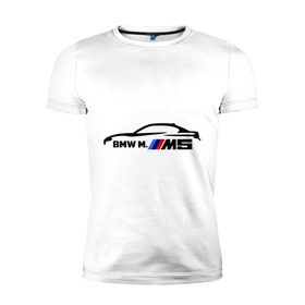 Мужская футболка премиум с принтом BMW M5 в Кировске, 92% хлопок, 8% лайкра | приталенный силуэт, круглый вырез ворота, длина до линии бедра, короткий рукав | bmw | m5 | автомобиль | бмв | м5